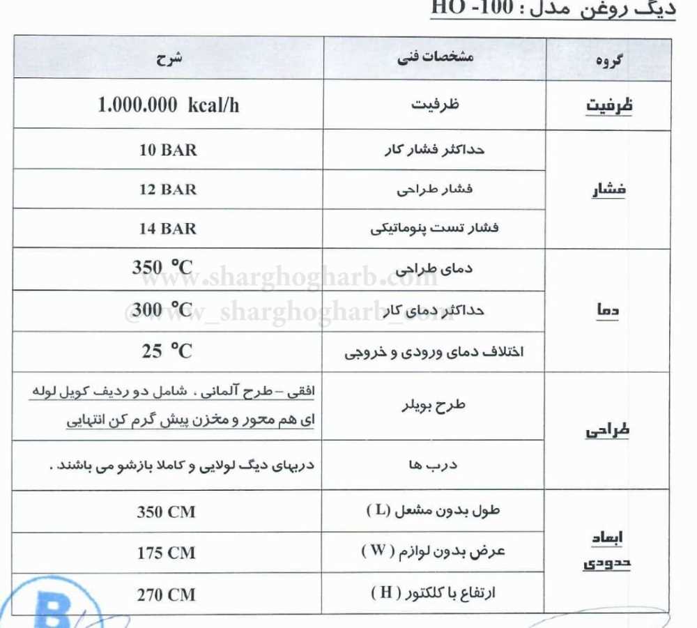 فروش دیگ روغن داغ به همراه پمپ و کالکتور و مخازن انبساط در استان مرکزی